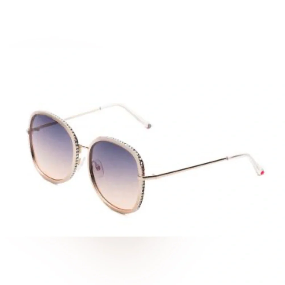 Betsey Johnson soft Gold Frame Sunglasses with Pink-to-Blue Lens